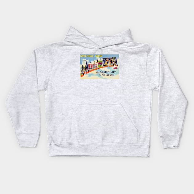 Greetings from Augusta, Georgia - Vintage Large Letter Postcard Kids Hoodie by Naves